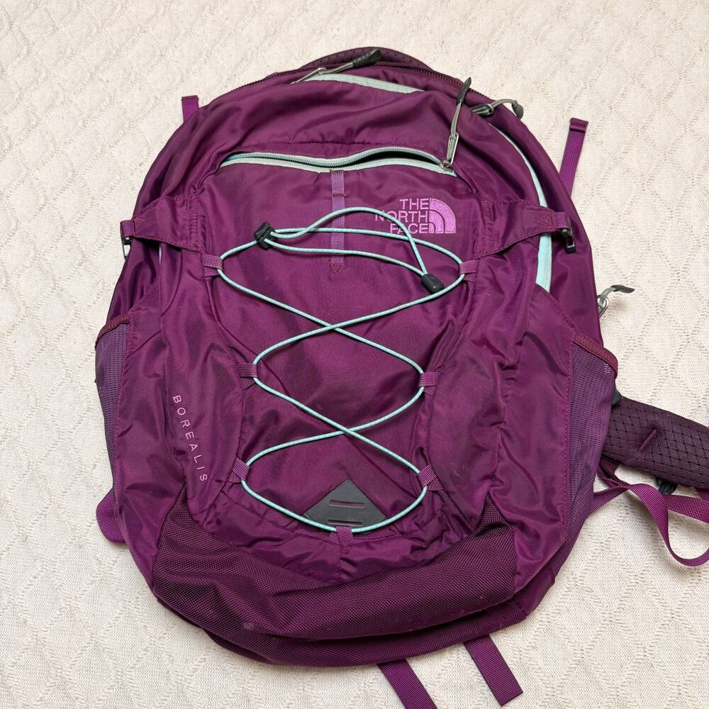 The North Face Borealis Backpack Purple Orange FlexVent Laptop Hiking Pack